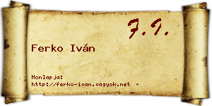 Ferko Iván névjegykártya